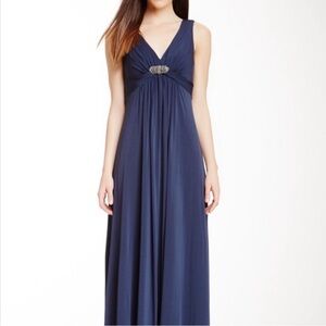 NWT BCBGMaxazaria long black v neck empire waist sleeveless dress